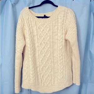 Women’s Irish Cable Knit Wool Pullover Sweater, Size XL